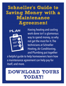 HVAC & plumbing maintenance agreement graphic with a download button
